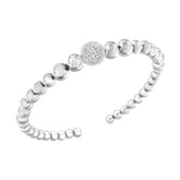 .925 Sterling Silver 1/6 Cttw Diamond Rondelle Graduated Ball Bead Cuff Bangle Bracelet (I-J Color, I2-I3 Clarity) - Fits Wrists Up To 7 1/2 Inches